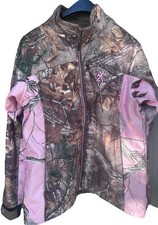 Browning Realtree Pink Camo Softshell Jacket Womens Large L Hunting Fleece Lined