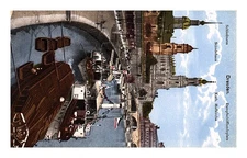 Postcard: Schloßturm Ständehaus Dresden. Dampfschifflandeplatz Kath. H