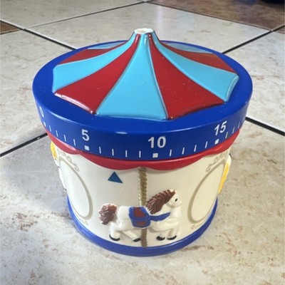 Circus Carousel vintage  Mechanical Kitchen Timer Analogue Plastic