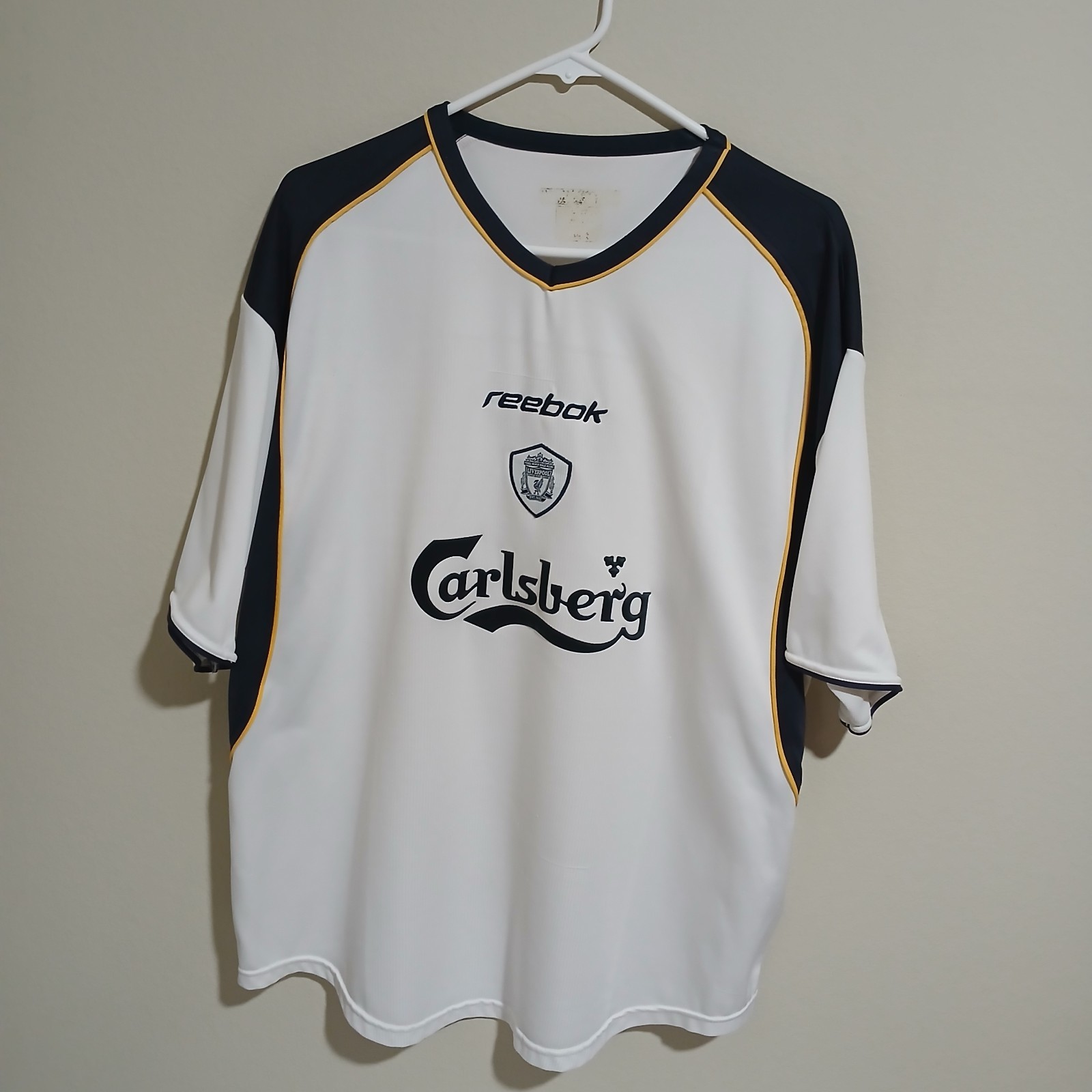 Vintage Liverpool Away football Jersey. 2001. White. Reebok.  Size XL.