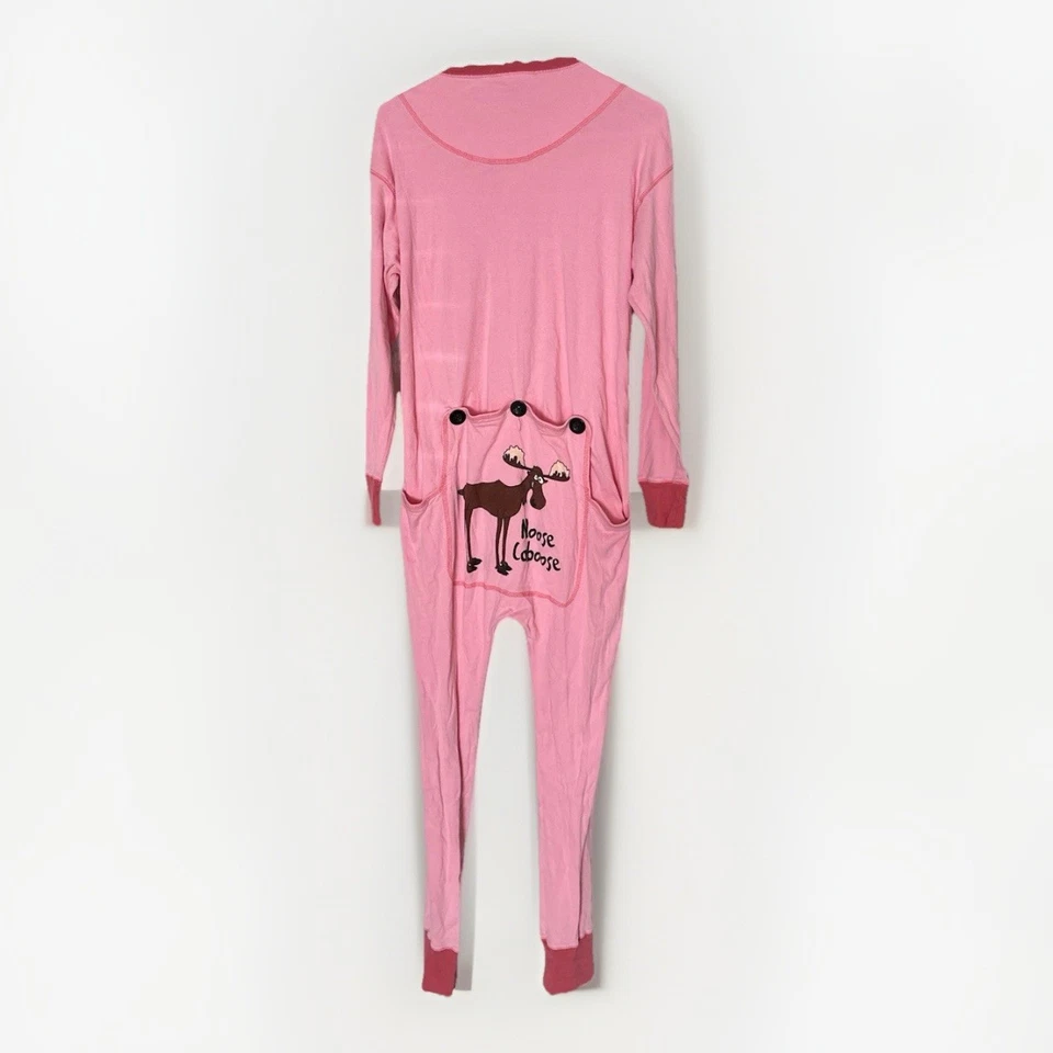 Lazy One Pajama Moose Adult Pink Flapjack PJ's Pajamas Moose Caboose Medium Rare - Image 2 of 4