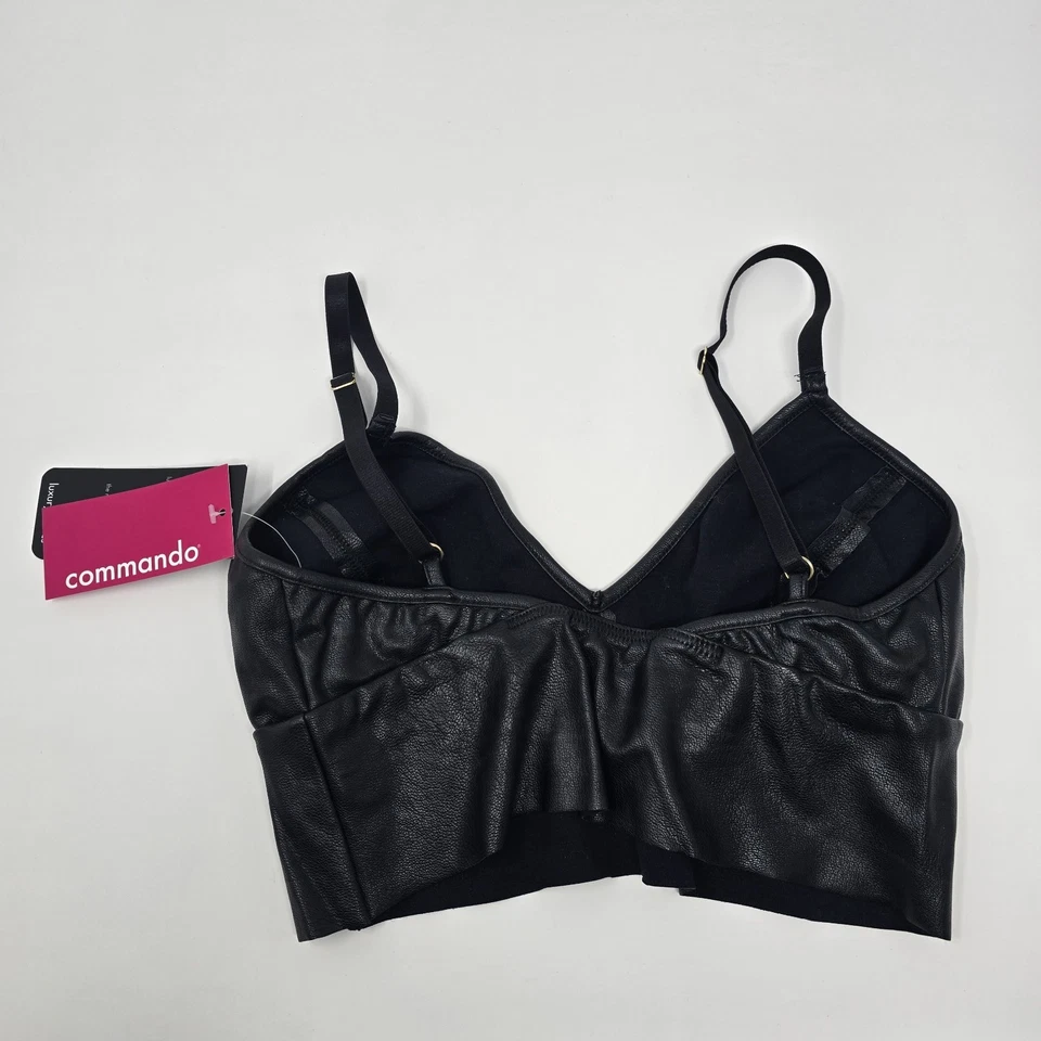 Commando Faux Leather Long Line Bralette in Black - Size Medium - Image 3 of 4
