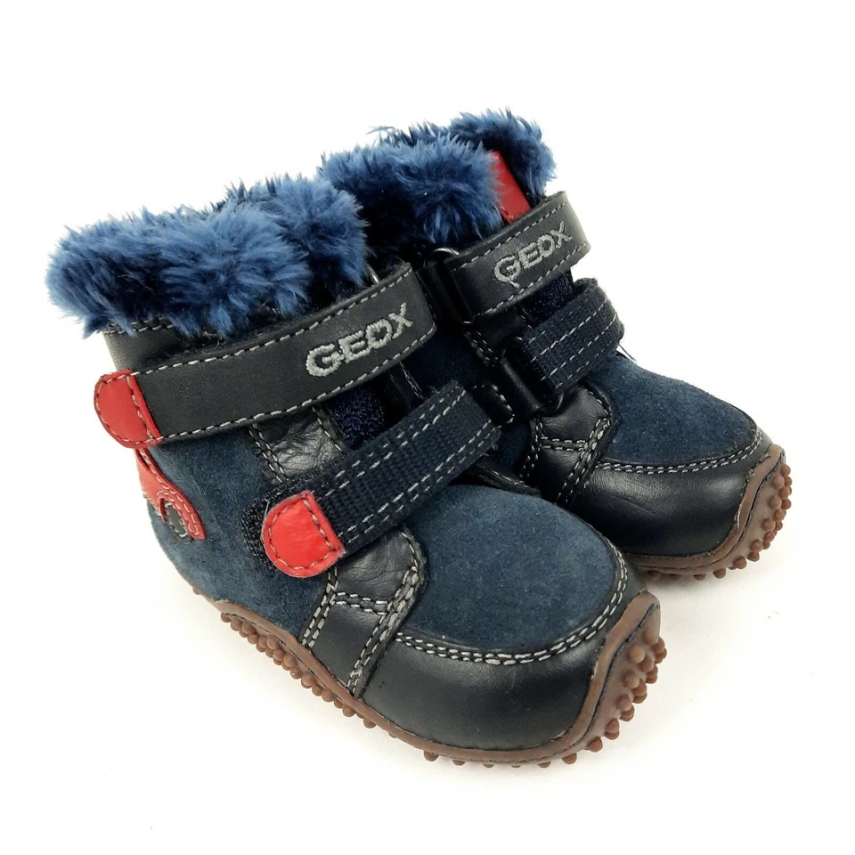 Geox Infantil Bebé Niños Botas de Invierno EE. UU. 4 EUR 19 Azul Marino Gamuza Cuero Coche Piel Foto 2 de 4