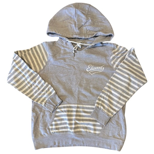 Elwood Grey White Stripe Sweater Hoodie Women’s Size 10 Jumper 100% Cotton