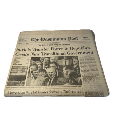 Washington Post 1991 Soviet Union Mikhail Gorbachev Newspaper Russia Complete