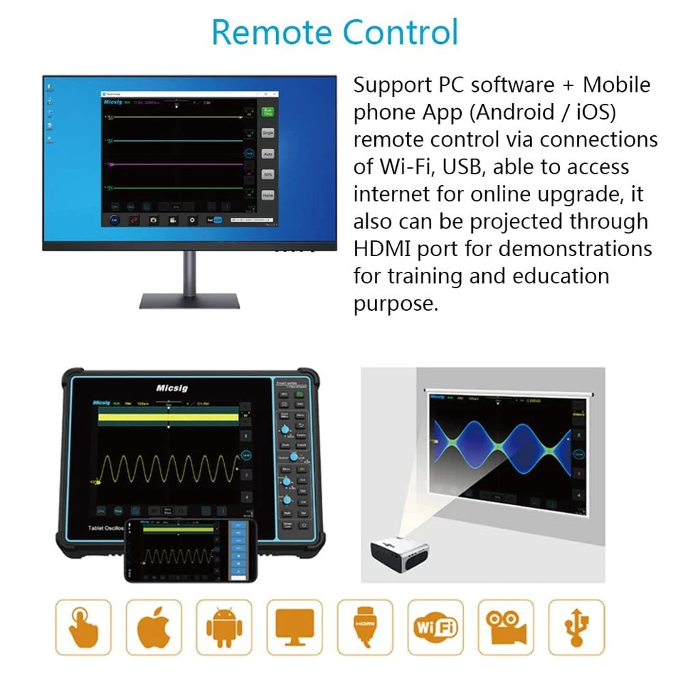 Micsig Digital Tablet Oscilloscope STO2002 2Ch Touch-P 200MHz 1GSa/s 70Mpts - Image 4 of 4