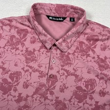 Travis Mathew Polo Shirt Mens XXL Pink Floral Golf Cotton Blend Performance
