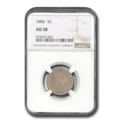 1886 Liberty Head V Nickel AU-58 NGC
