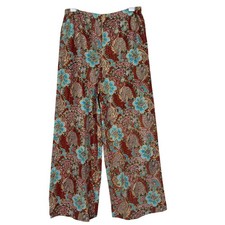 Vintage Womens Pants 80s Petite Floral High Rise Wide Leg Boho Chic Union Label