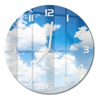 Glasuhr Aus GehäRtetem Glas Glas-Wanduhr Wolken Am Himmel WeißE Zeiger Fi30 Cm