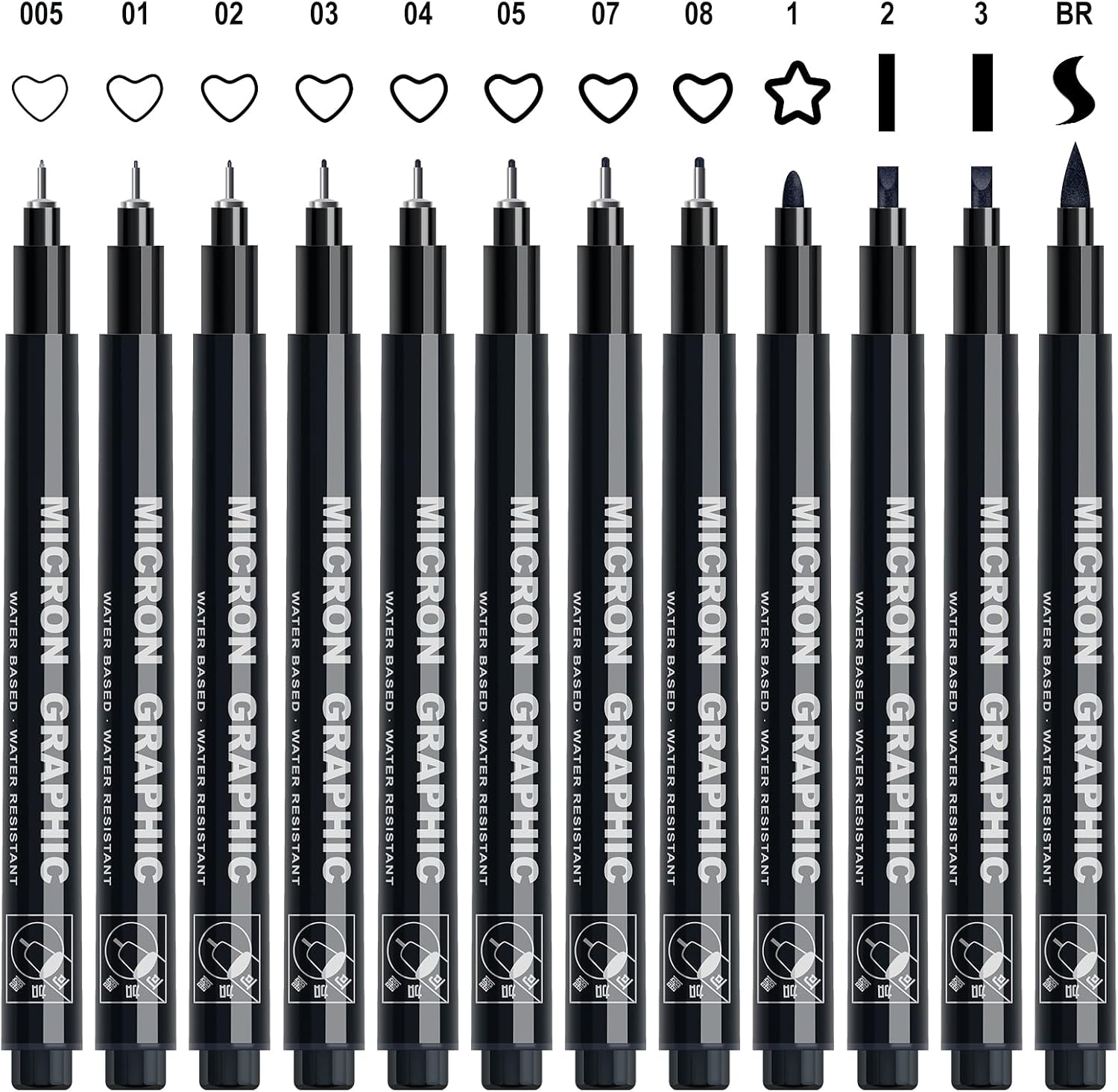 Black Fineliner Pens, 12 Pack Fineliners Technical Drawing Micro Liner Sketch Pe