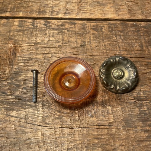 Antique Hardware drawer pull knob art deco bakelite Amber Butterscotch 2”dia - Picture 4 of 4