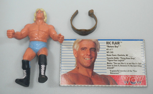 100% Complete 1990 Ric Flair & Belt WCW 5 Toy Acti...