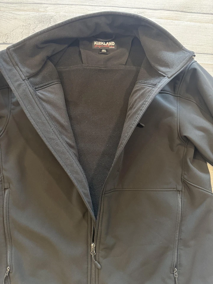 Kirkland Signature Jacket Mens Medium Black Softshell Full Zip Fleece Lined - Image 4 of 4