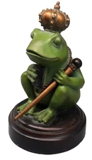 🐸 Rare Pepe Kek King Frog Statue 9" Crowned Frog Figurine Holding Book & Staff