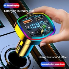 Bluetooth V5.0 Car Wireless FM Transmitter Adapter PD AUX Charger 2USB W8N5