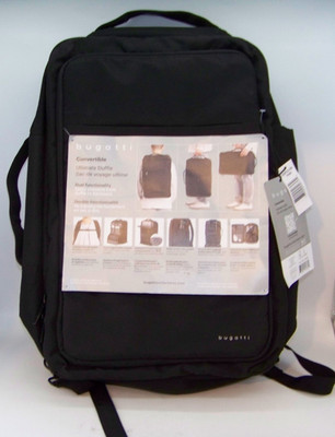 Bugatti Convertible 2 In 1 Ultimate Duffle Bag Backpack Black 1753685 New w/Tags