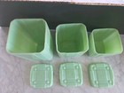 Set Of 3 Green Jadeite Glass Canister With Lids Crisscross Cracker Barrel  1990s — photo 4