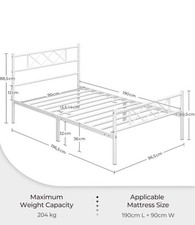 Image of Metal Single Bed Frame White