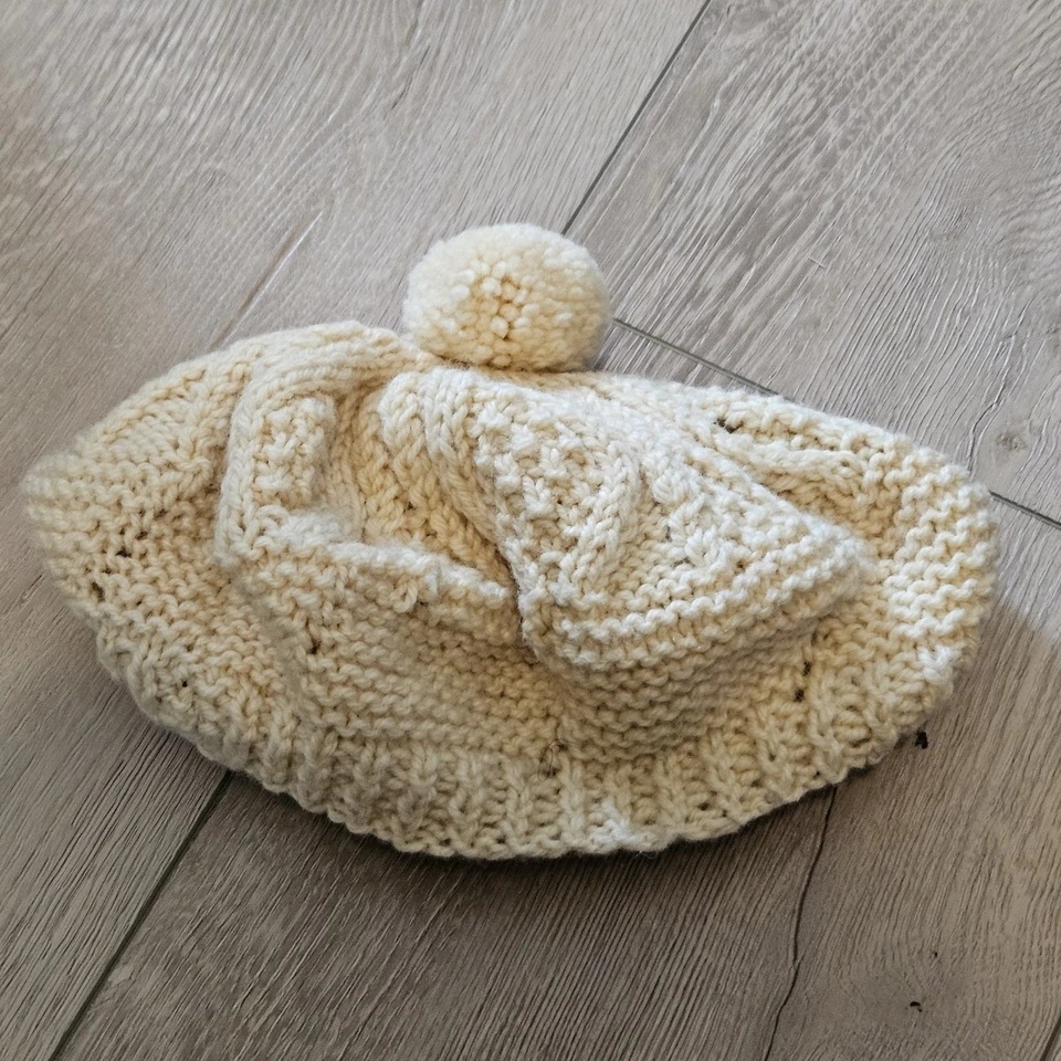 John Malloy Donegal Irlanda Crema Beige Lana Virgen Tejido a Mano Tam Boina Sombrero Foto 4 de 4