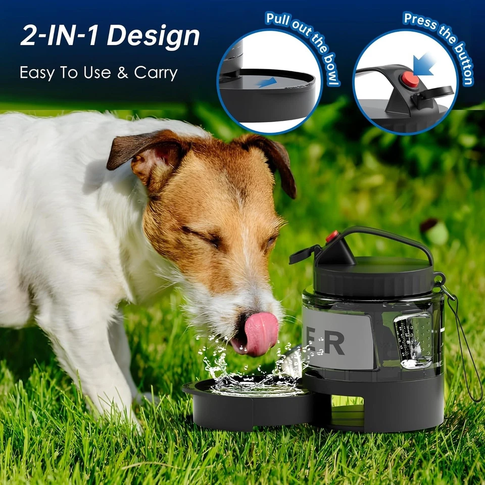 Botella de agua portátil para perros, dispensador de tazón de agua de viaje grande 54 oz para perros aprox. Foto 3 de 4
