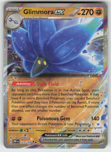 Glimmora ex 123/197 Double Rare Obsidian Flames Pokemon Holo Near Mint