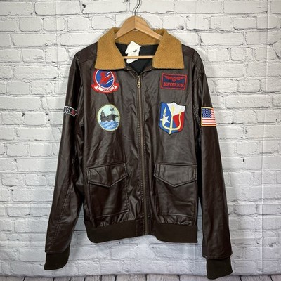 Top Gun Jacket Mens XL Brown Maverick Tomcat Costume Spirit Halloween Cosplay