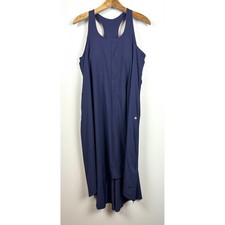 NWT HALARA Breezeful Racerpocket High Low Flowy Midi Dress Large Quick Dry Navy