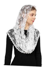 Embroidered Lace Chapel Veil Infinity Mantilla Veils Catholic Church White