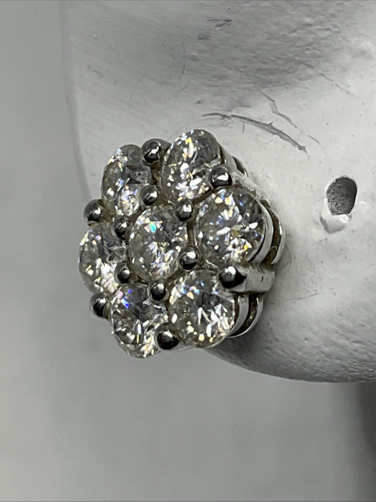 STUD Earrings Solid 925 Sterling Silver White Moi… - image 1