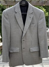 JoS. A. Bank 38S Silk/Wool Blazer Sportcoat Black Brown Blue Plaid Bangladesh 