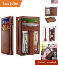 Elegant Magnetic Slim Leather Wallet with RFID Protection - 12 Card Slots