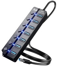 7 Port USB 3.0 Data Hub Splitter Cable Extension for Laptop PC Computer