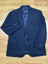 Vintage Pendleton Wool Blazer Sport Coat Men's 46 Long Navy Gold Tone Buttons