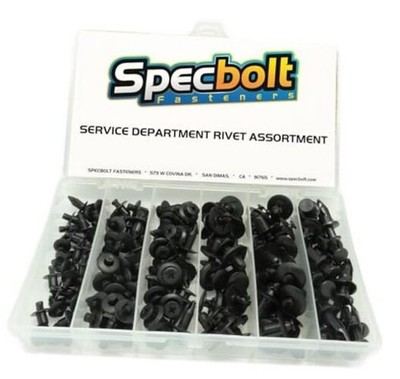 SPECBOLT Plastic Nylon Push Pry Rivet Set, 110 Pieces, Assorted Sizes and