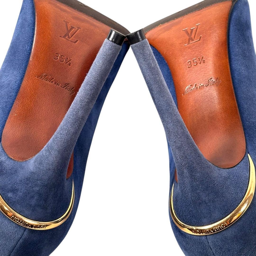 LOUIS VUITTON Suede Heel Pumps Blue EU 35.5 135344K Authentic thumbnail 11