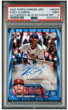 Kody Clemens 2023 Topps Chrome Update Blue Raywave Refractor RC Auto /150 PSA 9