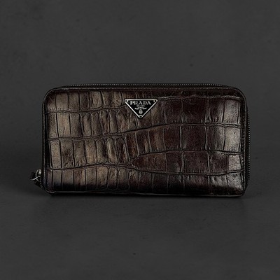 Prada St. Cocco Crocodile Leather Wallet Brown Large Size | eBay