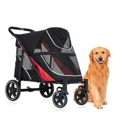 Heavy Duty Dog Stroller All Terrain 28cm Wheels Suspension One Hand Fold Dual