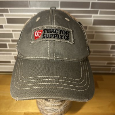 Tractor Supply Co Logo Patch Khaki Camoflauge Mesh Back Distressed Trucker Hat