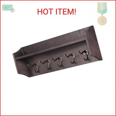 LAVIEVERT Coat Hooks with Storage Shelf Wall-Mounted, Rustic Wood Hanging Coat R