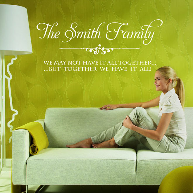 Large Personalised Family Name Vinyl Wall Stickers Art Quotes Bedroom