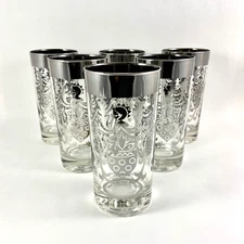 Vintage Kimiko Guardian Service Shield Highball Tumbler Glasses Lot of 6 Barware
