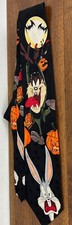 Vintage 1990s Looney Tunes Halloween Necktie - Black Men  s Tie Bugs Bunny Taz