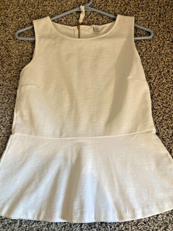 Ladies J. Crew XS White Cotton Zip back Top