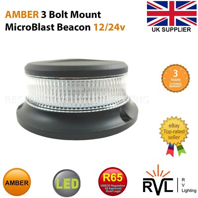 LED BEACON FLEXIBLE DIN POL 12/24V Blinkendes Warnlicht Licht Lichtleiste Bernstein