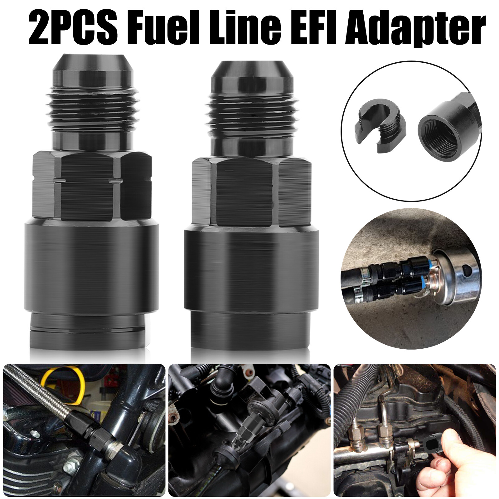 2 EFI Fuel Rail Adapter Fittings Feed/Return AN6 Push ON Fit LT1 LT4