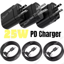 3PACK 25W Type C USB-C Cable Super Fast Wall PD Charger For Samsung Galaxy S20