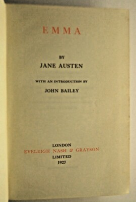 Emma by Jane Austen 1927 Georgian Edition Vol IV Everleigh Nash & Grays hardback