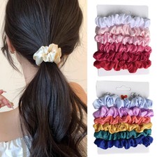 Women Silky Satin Hair Scrunchies Set Hair Accessories Ponytail Holder Hair Ro;